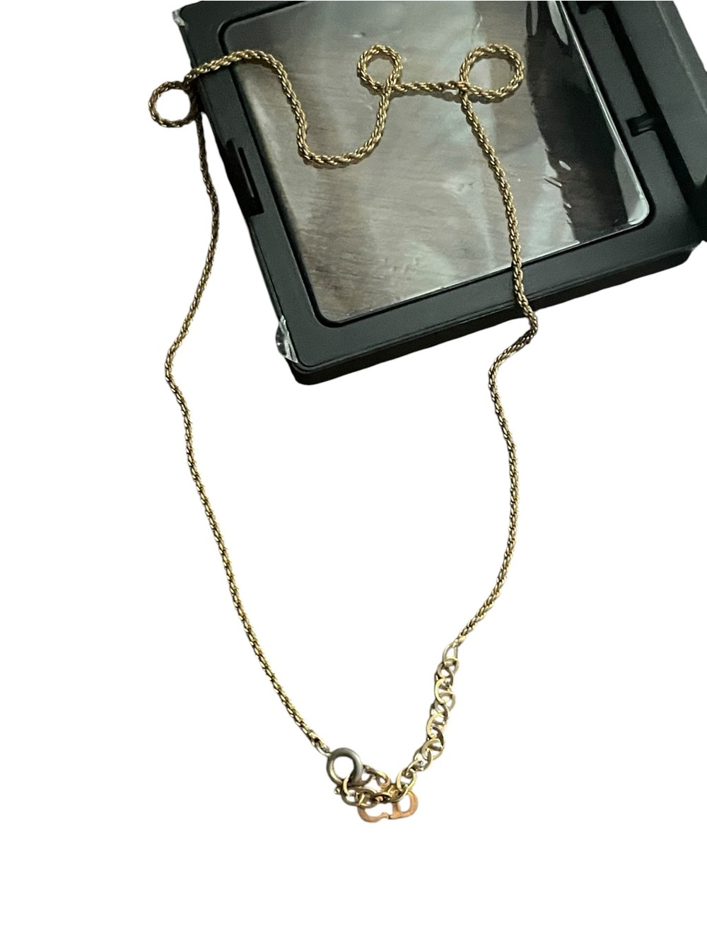 Vintage Christian Dior Gold Tone Rope Chain CD Charm Necklace⁠ - Picture 7 of 7